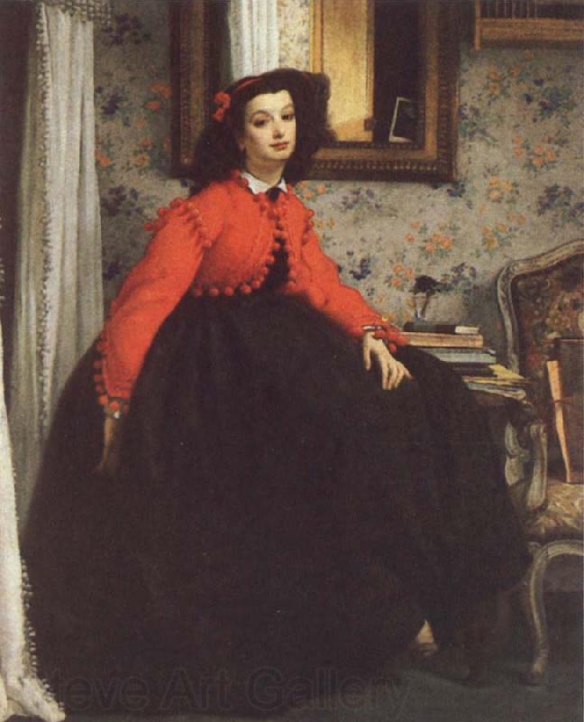 James Tissot Portrait of Mill L L,Called woman in Red Vest Norge oil painting art